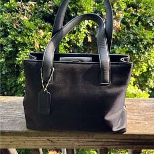 Coach Elegant Small Black Tote Bag Nylon and Leather